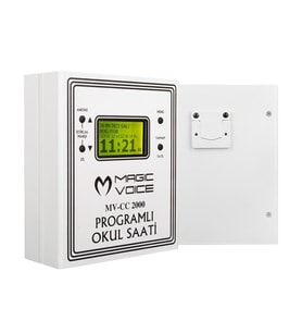 Magicvoice MV-CC2000 USB Duvar Tipi Programlı 20 Adet MP3 Formatı Zil / İstiklal Marşlı Akıllı Dijital Okul Saati (Çan Takılabilir)