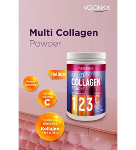 VOONKA Multi Collagen Powder Hidrolize Kollajen Tip 1 2 3 Vitamin C 300 gr