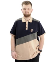 Mode XL Büyük Beden Erkek Polo Yaka Tişört Renk Bloklu U24322 Lacivert