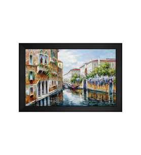 Manzara Temalı Kanvas Tablo 50 x 70 cm Siyah Çerçeve