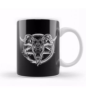 Baphomet Satanic Pentagram Symbol Kupa Bardak Porselen