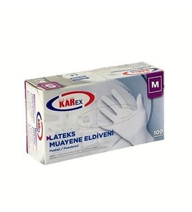 Omnipazar Karex Lateks Pudralı Eldiven 100'lü Paket Beyaz Medium