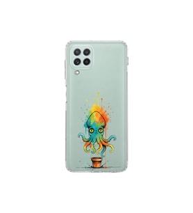 Samsung Galaxy A22 ile uyumlu Splash ahtapot tasarımlı şeffaf silikon kılıf