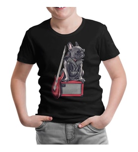 Rocker Dog Siyah Çocuk Tshirt