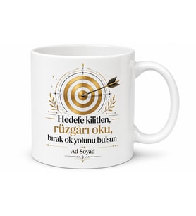 Okçuluk Temalı Altın Hedef Tam İsabet Konsantrasyon Baskılı Kupa Bardak Hediye