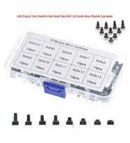 100 Parça Tact Switch Seti 6x6 Dip Kılıf 10 Farklı Boy Plastik Çantada