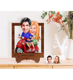 BK Gift Kişiye Özel Sevgililer Karikatürlü Ahşap Standlı 3D Biblo-10 (Beyaz)