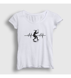 Presmono Kadın Beyaz Heartbeat Spor Tennis Tenis T-Shirt 334447tt (Beyaz)