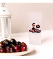 Kırmızı Arabada Takım Elbiseli Erkek Karikatürlü Rakı Bardağı 2’li Set