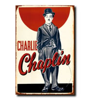 Charlie Chaplin Retro Ahşap Poster Tablo  Vintage Duvar Dekoru