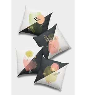 Füme Geometrik Çift Taraflı 4'lü Set Kırlent Kılıfı 4KR035