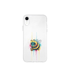 iPhone XR ile uyumlu Splash arı tasarımlı şeffaf silikon kılıf