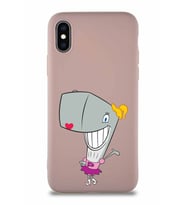 Apple iPhone XS Soft Premier Kapak Pearl Yengeç Tasarımlı Silikon Kılıf - Pudra (Şeffaf)