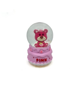Işıklı Kar Küresi Pembe Ayıcık Çilek Paketi 7 cm