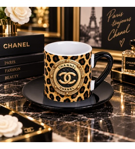 AION CASA Luxury Leopar Desenli 2’li Türk Kahvesi Fincanı Seti