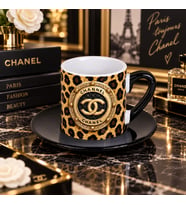 AION CASA Luxury Leopar Desenli 2’li Türk Kahvesi Fincanı Seti
