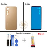 Infinix Hot 60 Karamel Uyumlu Arka Kapak + Yapıştırıcı ve Vida Seti Arka Cam Batarya Pil Kapağı