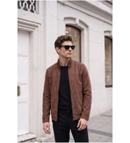 Dik Yaka Slim Fit Mevsimlik Süet Ceket