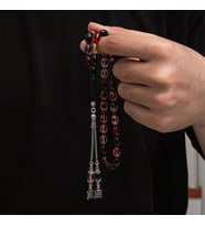 Sıkma Kehribar 925 Ayar Gümüş Tesbih (Bej)