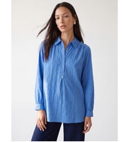 LCWAIKIKI Classic Mavi Çizgili Oversize Kadın Gömlek Tunik
