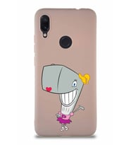 Xiaomi Redmi Note 7 Soft Premier Kapak Pearl Yengeç Tasarımlı Silikon Kılıf - Pudra (Şeffaf)