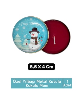 Luxery Yeni Yıl Parti New Year Yılbaşı Özel Metal Kutulu 8,5X4Cm Aromalı Kokulu Dekoratif Mum 1 Adet
