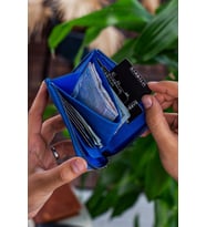 Garbalia Leeds Hakiki Deri Fermuarlı Unisex Cüzdan Saks Mavi