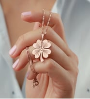 925 Ayar Gümüş Trend Yonca Kolye ( Rose Gold )