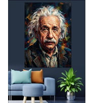 Albert Einstein Modern Sanat Portresi Dekoratif Kanvas - Mdf Ahşap Tablo