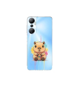 Infinix Hot 20 ile Uyumlu Splash Kapibara Tasarımlı Şeffaf Silikon Kılıf