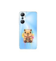 Infinix Hot 20 ile Uyumlu Splash Kapibara Tasarımlı Şeffaf Silikon Kılıf
