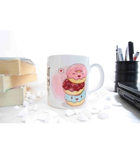 Renkli Donut Temalı Özel Tasarım Baskılı Kupa Bardak 370 ml