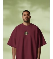 Shih Tzu Köpek Baskılı Unisex Oversize Tişört – Minimal Sevimli Tasarım (Bordo)