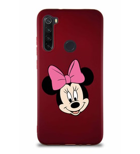 Xiaomi Redmi Note 8 Soft Premier Kapak Minnie Mouse-C Tasarımlı Silikon Kılıf - Mürdüm (Şeffaf)