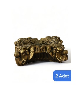 Dekoratif Küllük, Altın Eskitme Kül Tablası, 2'li Set