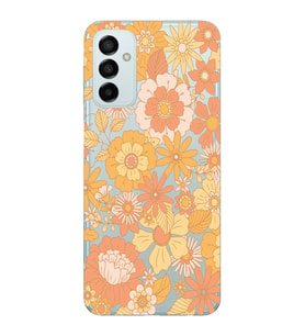 Samsung Galaxy M13 Uyumlu Çiçek Desenli Şeffaf Telefon Kılıfı