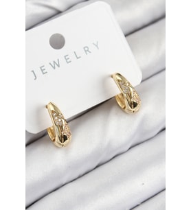 Pirinç Zirkon Taş Desenli Model Gold Renk Kadın Küpe (Altın)