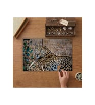 Kahverengi Leopar Tasarımı 240 parça Ahşap Puzzle Ahşap Kutuda MP05533