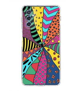 PrintiFy Samsung Galaxy M52 ile Uyumlu 1mm Slim Fit Retro Renkler 4 Baskılı Şeffaf  Kılıf
