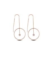Rose Gold Gümüş Halka Model Taşlı Japon Kadın Küpe (Altın)