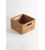 Koza Home Meander Rattan Küçük Boy Saklama Kutusu & Dekoratif Sepet 27x25x15 cm 4585 (Natural)