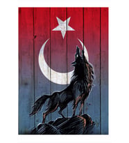 ekart Türk Bayrağı Ve Uluyan Kurt Modern Mdf Tablo 32cm X44cm