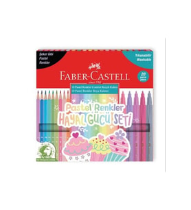 Faber Castell Pastel Renkler Hayal Gücü Seti 10 Pastel Renk Kuru Boya 10 Keçeli Kalem