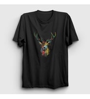 Presmono Unisex Siyah Colors Deer Geyik T-Shirt 370713tt