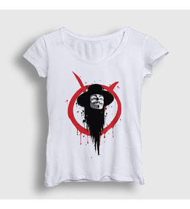 Presmono Kadın Beyaz Logo V2 Film V For Vendetta T-Shirt 255753tt