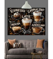 Çeşitli İçecekler Kahve Latte Cappuccino Dekoratif Kanvas - Mdf Ahşap Tablo