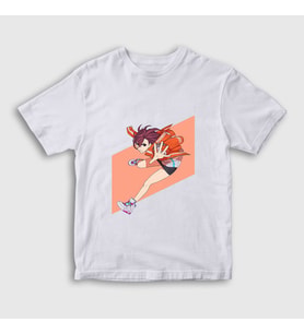 Presmono Unisex Çocuk Beyaz Momo Ayase V2 Anime Dandadan T-Shirt 512288tt