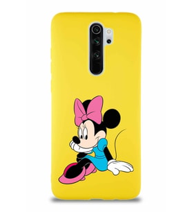 Xiaomi Redmi Note 8 Pro Soft Premier Kapak Minnie Mouse-E Tasarımlı Silikon Kılıf - Sarı (Şeffaf)