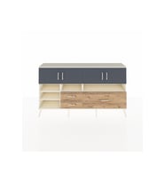 Arges Konsol 8 Raflı 3 Çekmeceli 4 Kapaklı 176x30x99 Aytaşı-Antrasit/Çam