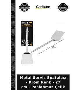 Özel Üretim Mutfak Sunum Şık Metal Servis Spatulası - Krom Renk - 27 cm - Paslanmaz Çelik
